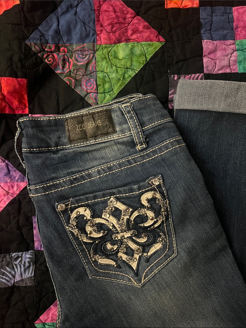 ZCO Dark Blue Cropped Ankle Jeans with Embroidered Pocket